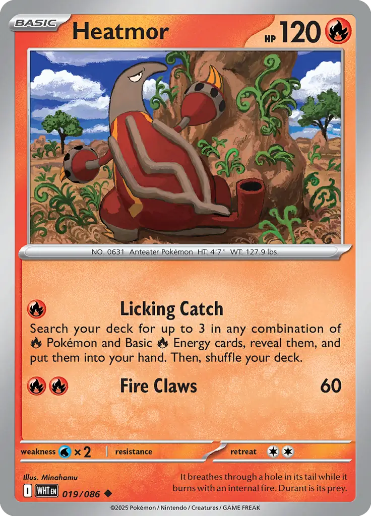 Pokemon Card - Heatmor 019/086 - Uncommon - White Flare - NM