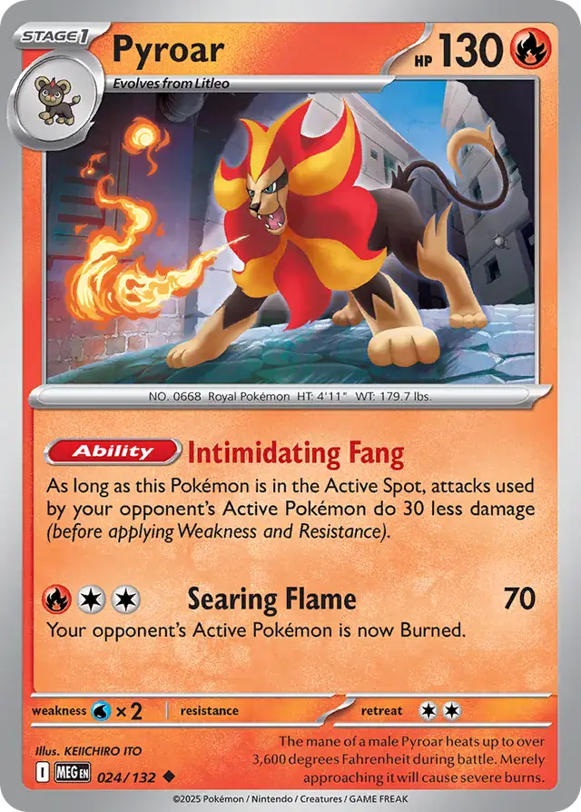 Pokemon Card - Pyroar 024/132 - Uncommon - Mega Evolution - NM