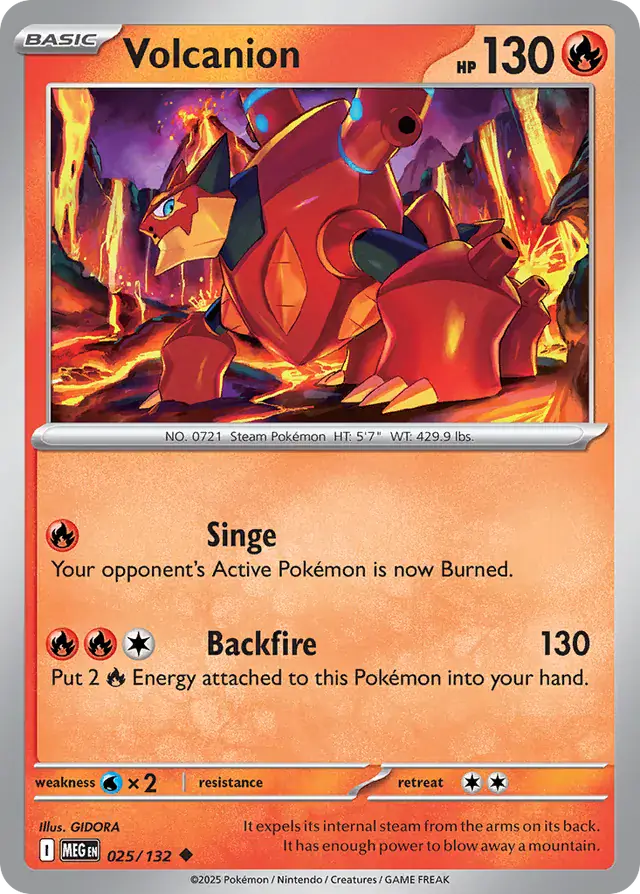 Pokemon Card - Volcanion 025/132 - Uncommon - Mega Evolution - NM