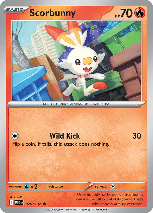 Pokemon Card - Scorbunny 026/132 - Common - Mega Evolution - NM