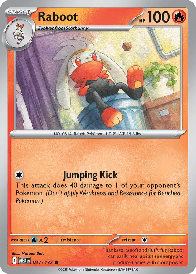 Pokemon Card - Raboot 027/132 - Common - Mega Evolution - NM