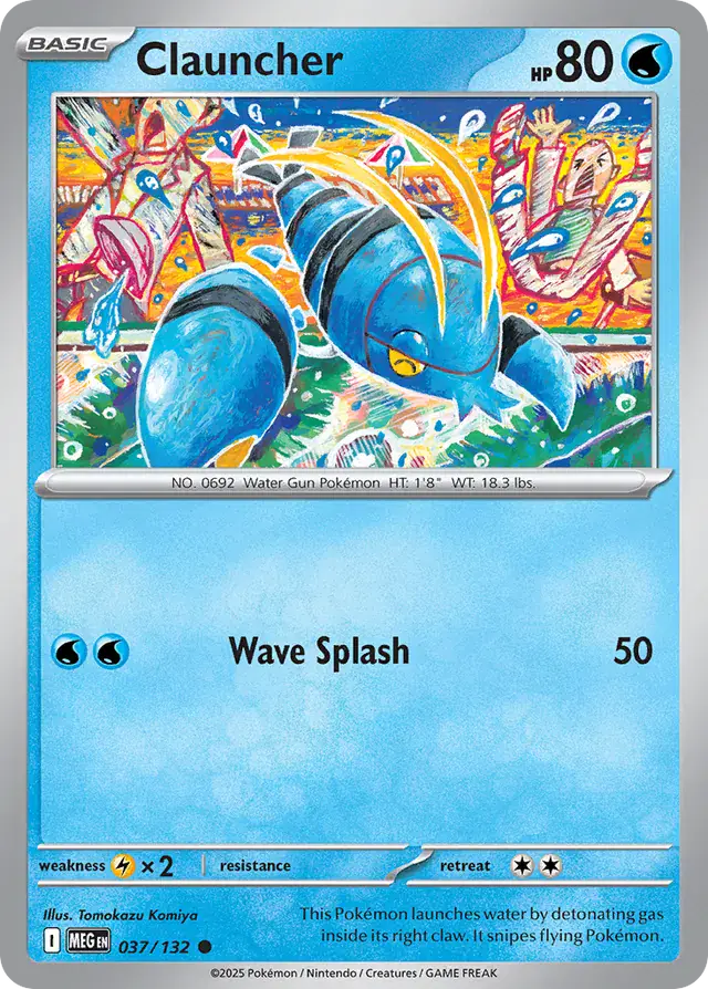 Pokemon Card - Clauncher 032/132 - Common - Mega Evolution - NM