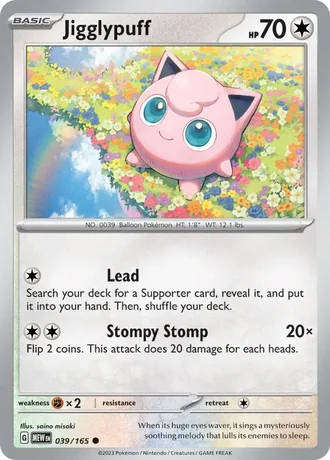 Pokemon Card - Jigglypuff 039/165 - Common - Pokemon 151 - NM