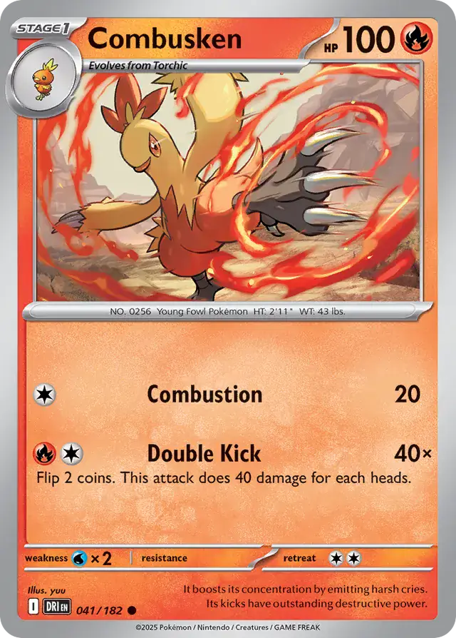 Pokemon Card - Combusken 041/182 - Common - Destined Rivals - NM