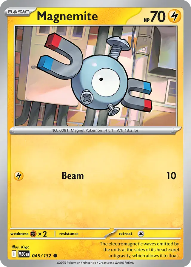 Pokemon Card - Magnemite 045/132 - Common - Mega Evolution - NM