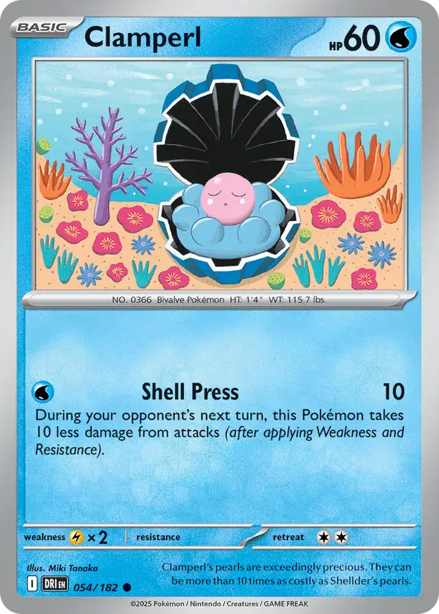 Pokemon Card - Clamperl 054/182 - Common - Destined Rivals - NM