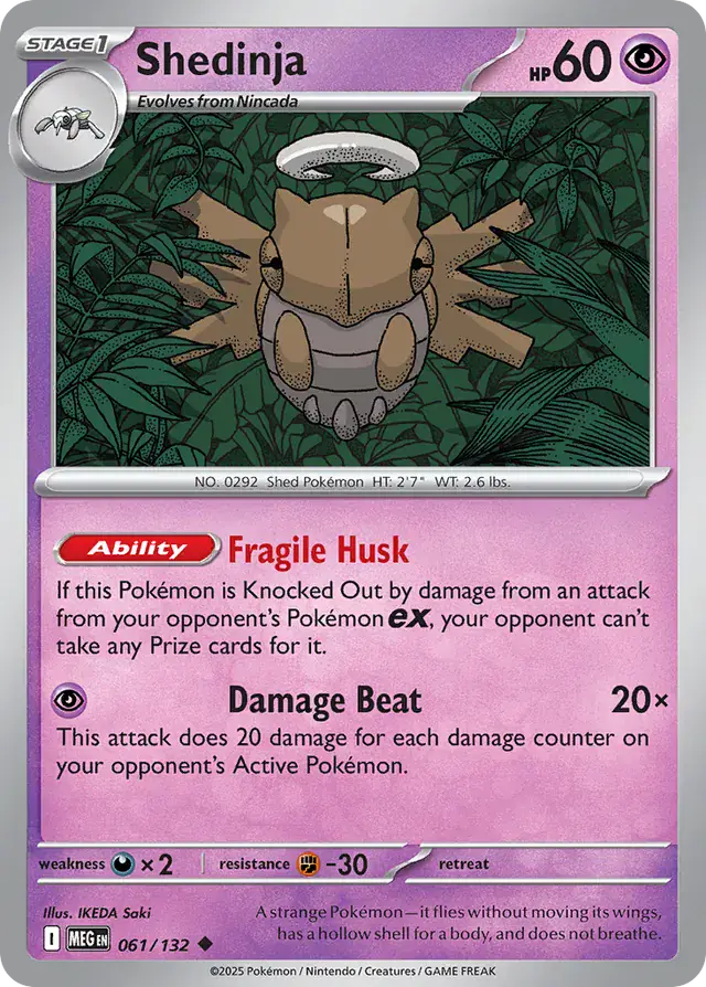 Pokemon Card - Shedinja 061/132 - Uncommon - Mega Evolution - NM