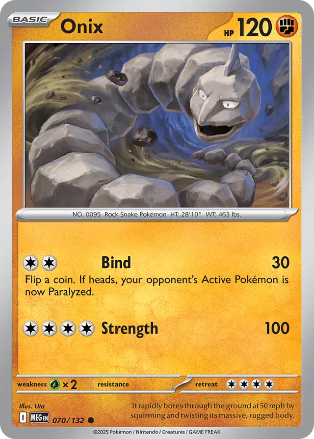 Pokemon Card - Onix 070/132 - Common - Mega Evolution - NM