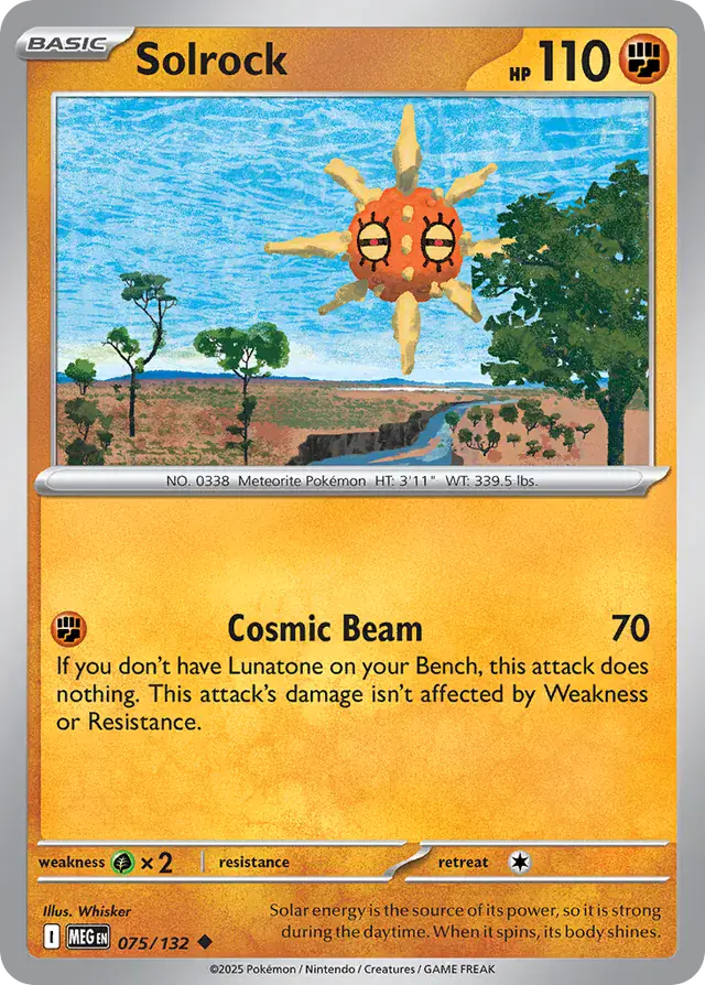Pokemon Card - Solrock 075/132 - Uncommon - Mega Evolution - NM