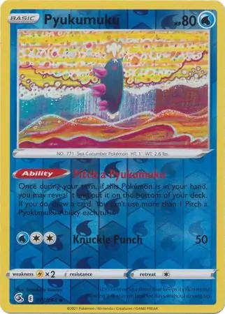 Pokemon Card - Pyukumuku 077/264 - Reverse Holo  - Fusion Strike - NM