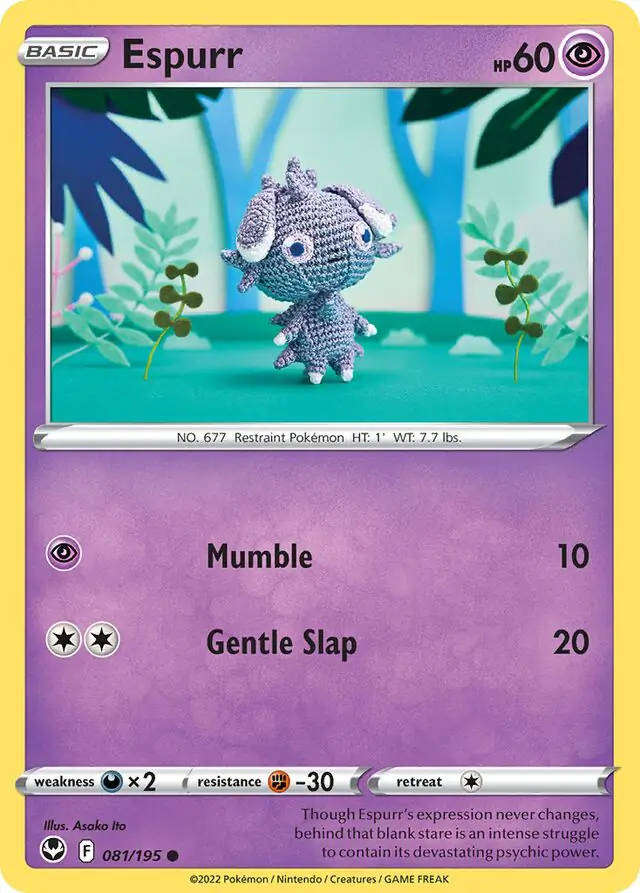 Pokemon Card - Espurr 081/195 - Common - Silver Tempest - NM