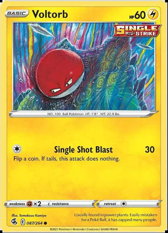 Pokemon Card - Voltorb 087/264 - Common - Fusion Strike - NM