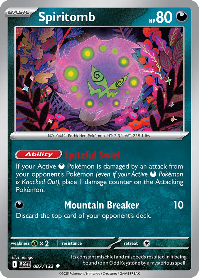 Pokemon Card - Spiritomb 087/132 - Uncommon - Mega Evolution - NM
