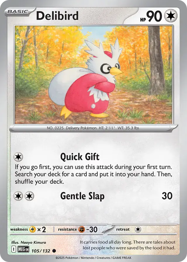 Pokemon Card - Delibird 105/132 - Common - Mega Evolution - NM