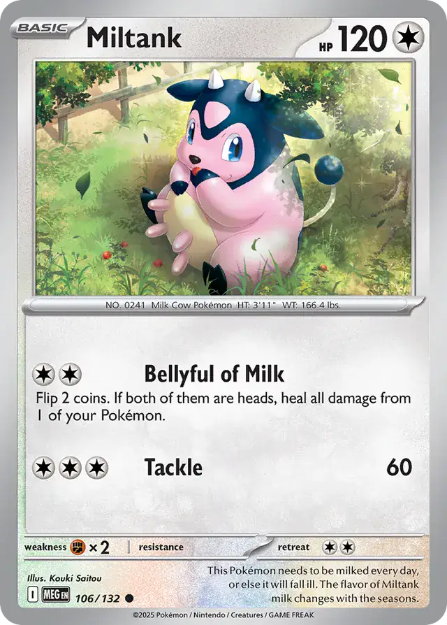 Pokemon Card - Miltank 106/132 - Common - Mega Evolution - NM