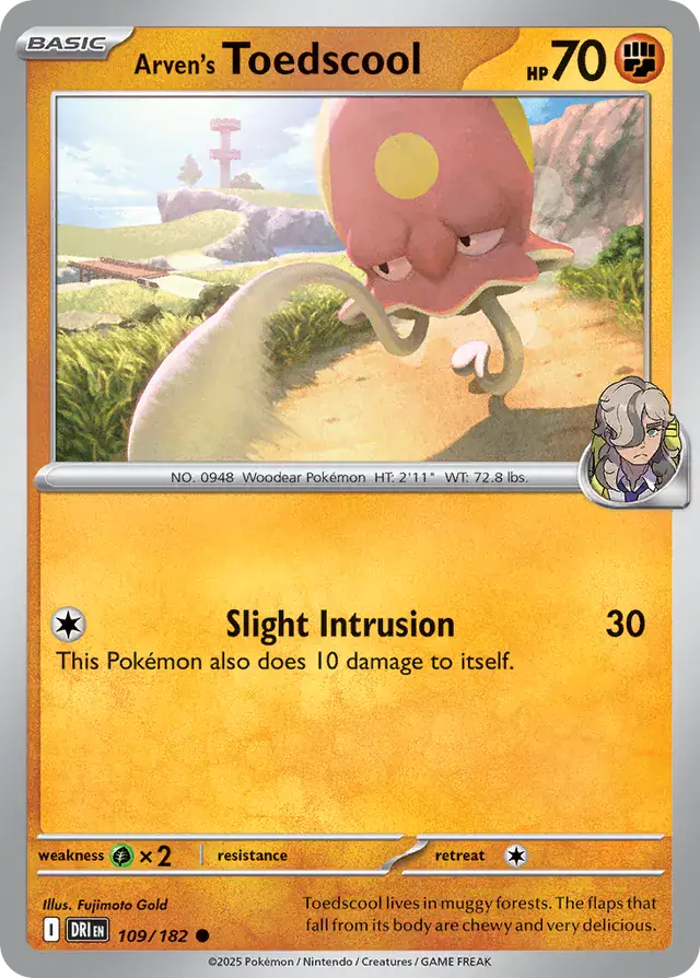 Pokemon Card - Arven's Toedscool 109/182 - Common - Destined Rivals - NM