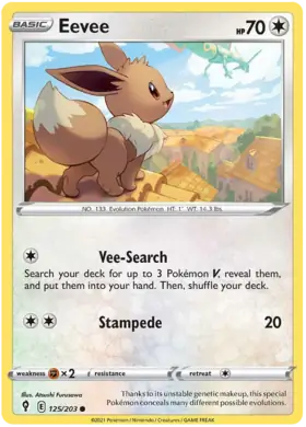 Pokemon Card - Eevee 125/203 - Common - Evolving Skies - NM