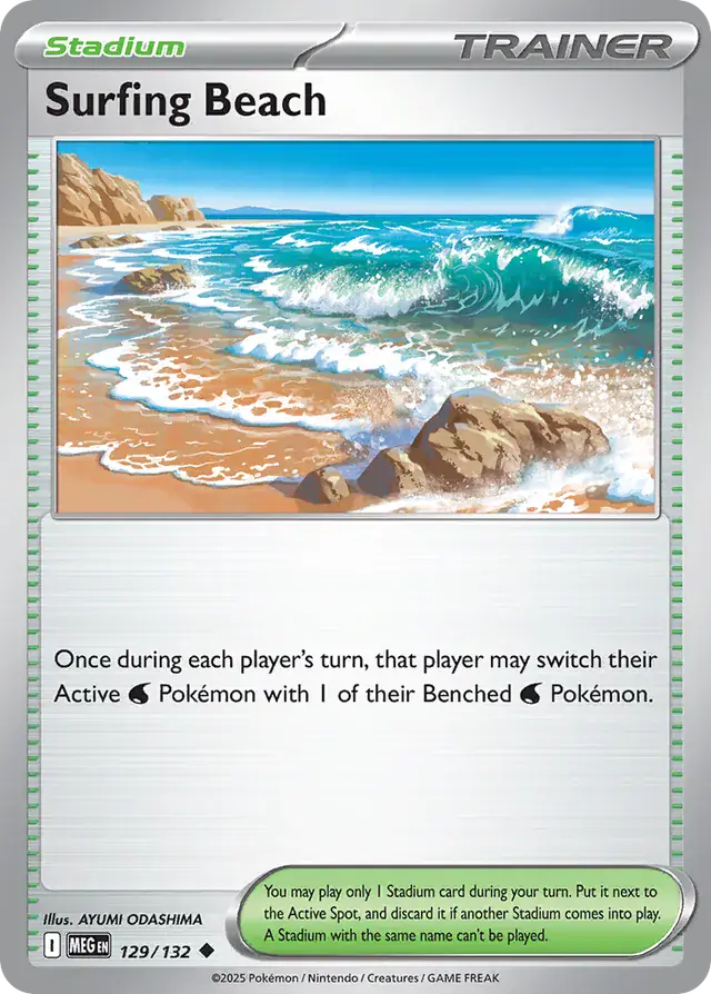 Pokemon Card - Surfing Beach 129/132 - Stadium Trainer - Mega Evolution - NM