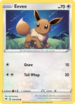 Pokemon Card - Eevee 130/185 - Common - Vivid Voltage - NM