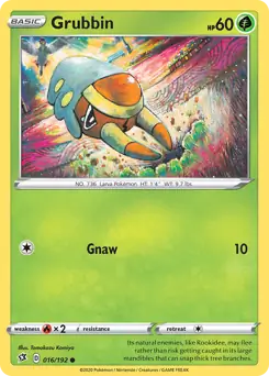 Pokemon Card - Grubbin 016/192 - Common - Rebel Clash  - NM