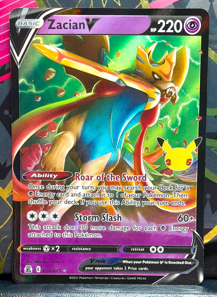 Pokemon Card - Zacian V 016/025 - Holofoil Rare -  Celebrations 25th Anniversay