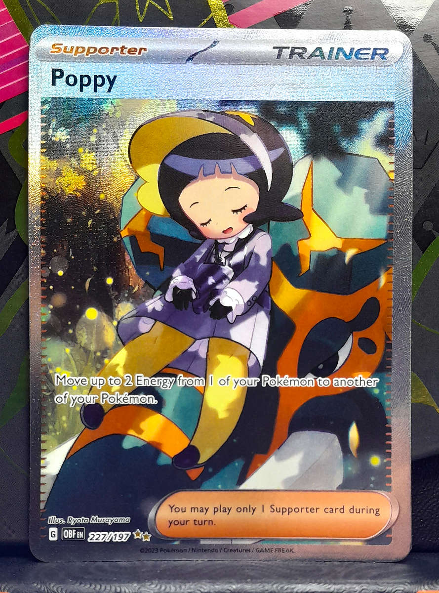 Pokemon Cards - Poppy 227/197 - Double Rare Full Art Trainer - Obsidian Flames