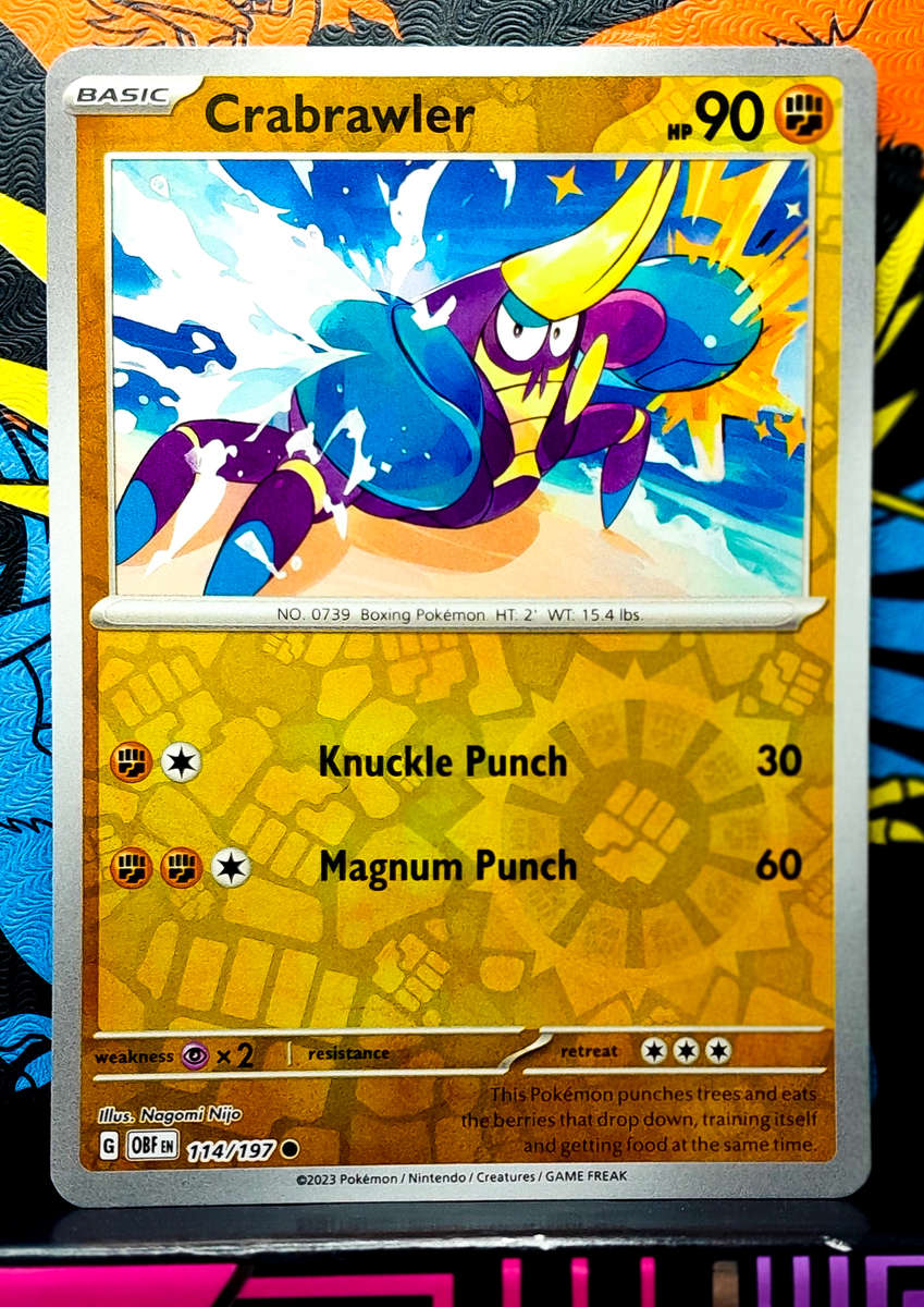 Pokemon Cards - Crabrawler 114/197 - Reverse Holofoil - Obsidian Flames