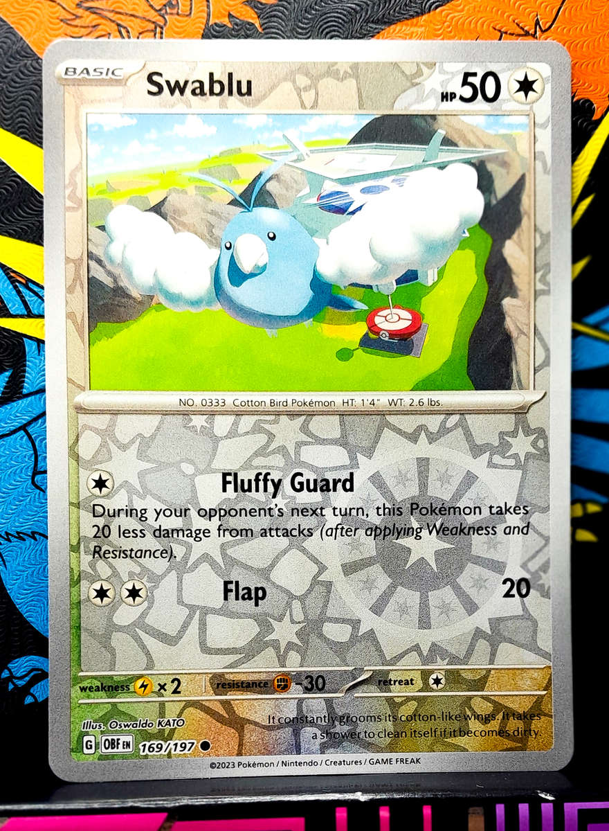 Pokemon Cards - Swablu 169/197 - Reverse Holofoil - Obsidian Flames