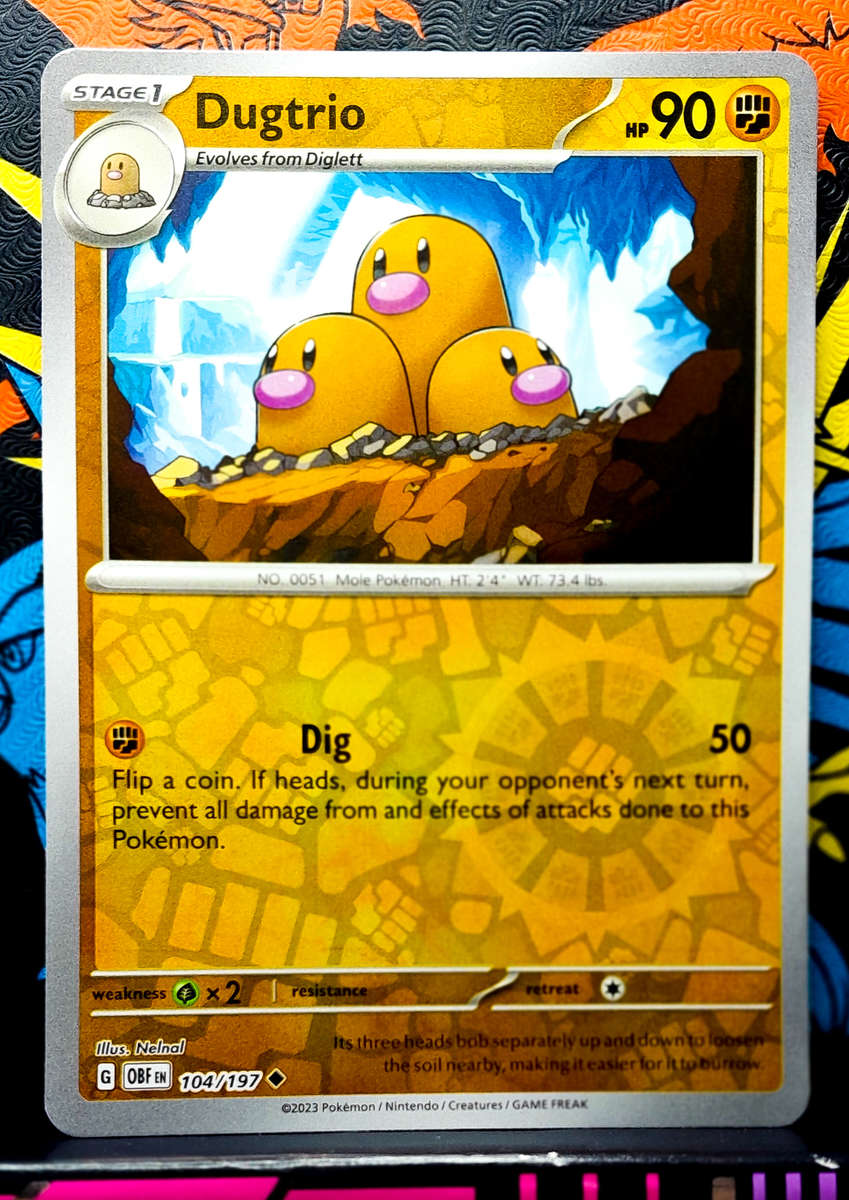 Pokemon Cards - Dugtrio 104/197 - Reverse Holofoil - Obsidian Flames