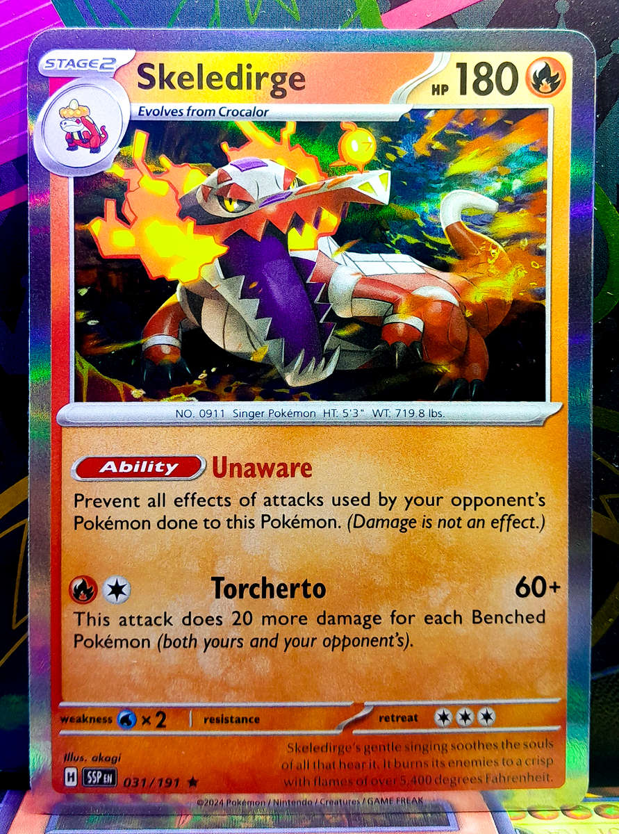 Pokemon Cards - Skeledirge  031/191 - Holofoil Rare - Surging Sparks NM