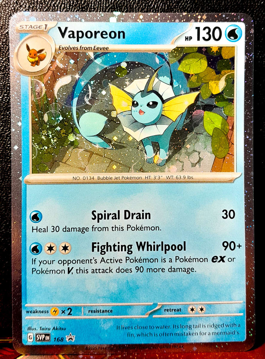 Pokemon Card - Vaporeon SVP168 - Cosmo Holo - Prismatic Evolutions - Black Star Promo NM