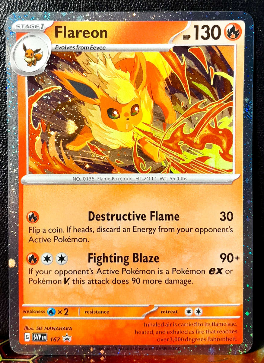 Pokemon Card - Flareon SVP167 - Cosmo Holo - Prismatic Evolutions - Black Star Promo NM