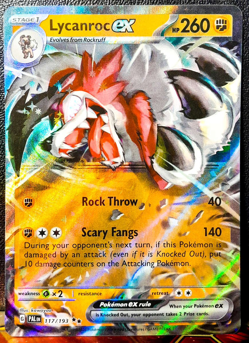 Pokemon Card - Lycanroc EX 117/193 - Holofoil Double Rare - Paldea Evolved NM
