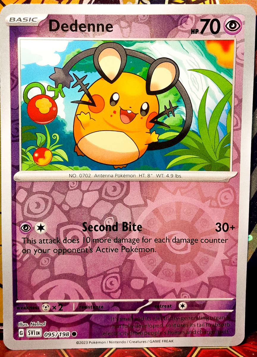 Pokemon Cards - Dedenne 095/198 - Reverse Holofoil - Scarlet & Violet Base Set - NM