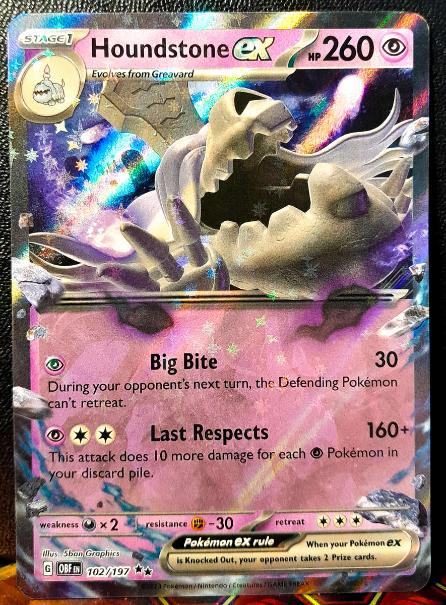 Pokemon Card - Houndstone EX 102/197 - Holofoil Double Rare - Obsidian Flames