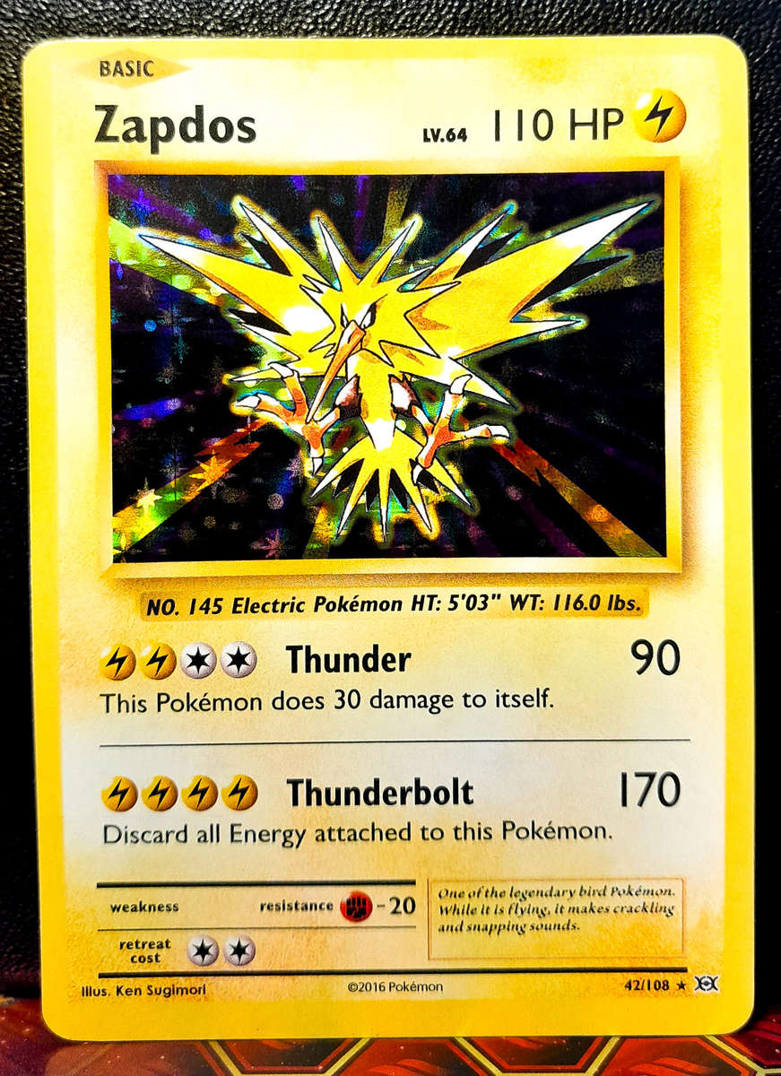 Pokemon Card - Zapdos 42/108 - Holofoil Rare - XY Evolutions - NM