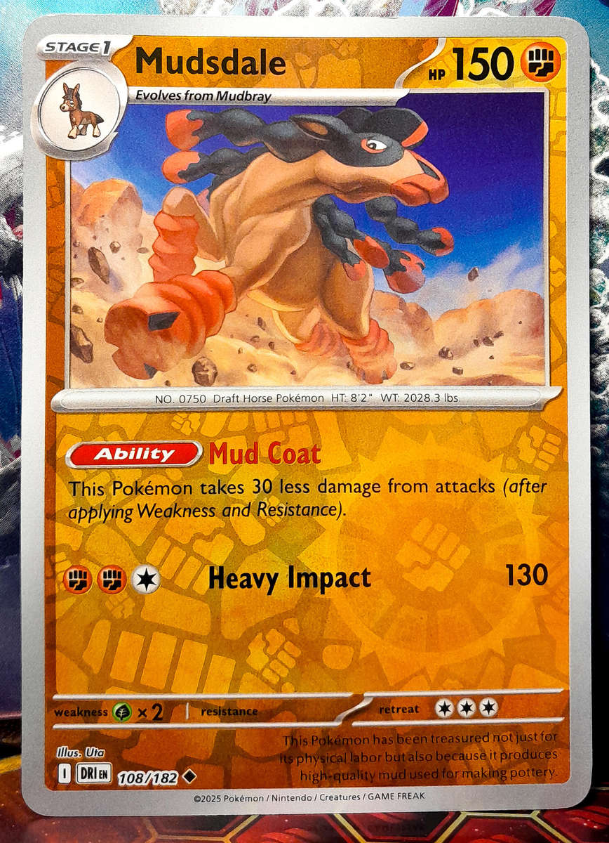 Pokemon Card - Mudsdale 108/182 - Reverse Holofoil - Destined Rivals - NM