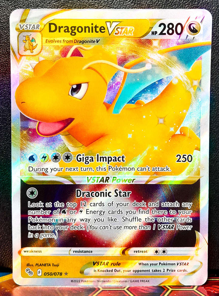 Pokemon Cards - Dragonite Vstar 050/078 - Textured Holofoil RARE - Pokemon Go - NM