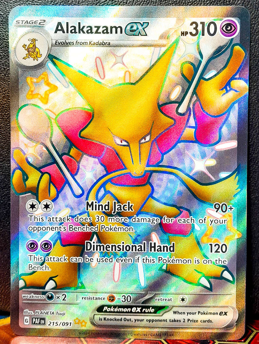 Pokemon Card - Alakazam EX 215/091 - Shiny Vault Holofoil - Paldean fates - NM