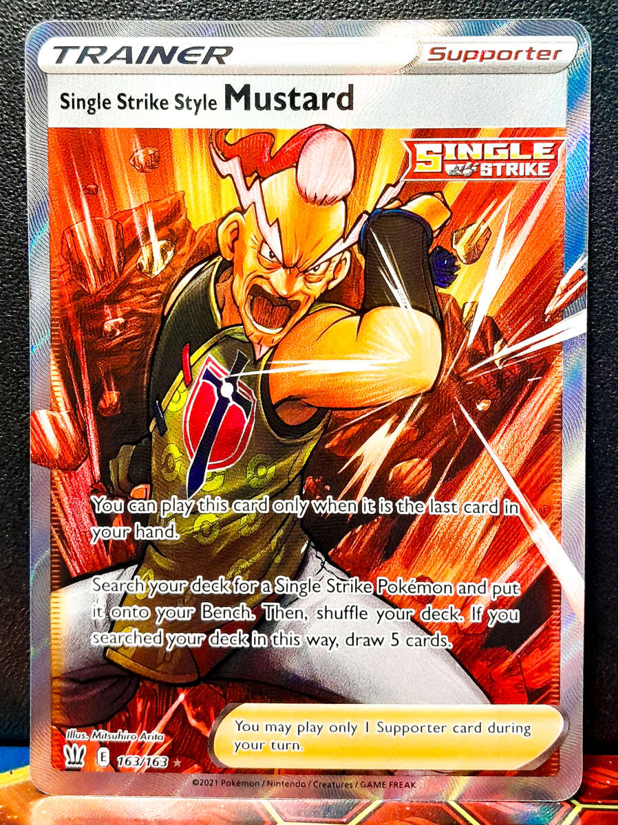 Pokemon Card - Single Strike Style Mustard 163/163 - Textured Full Trainer - SWSH Battle Styles