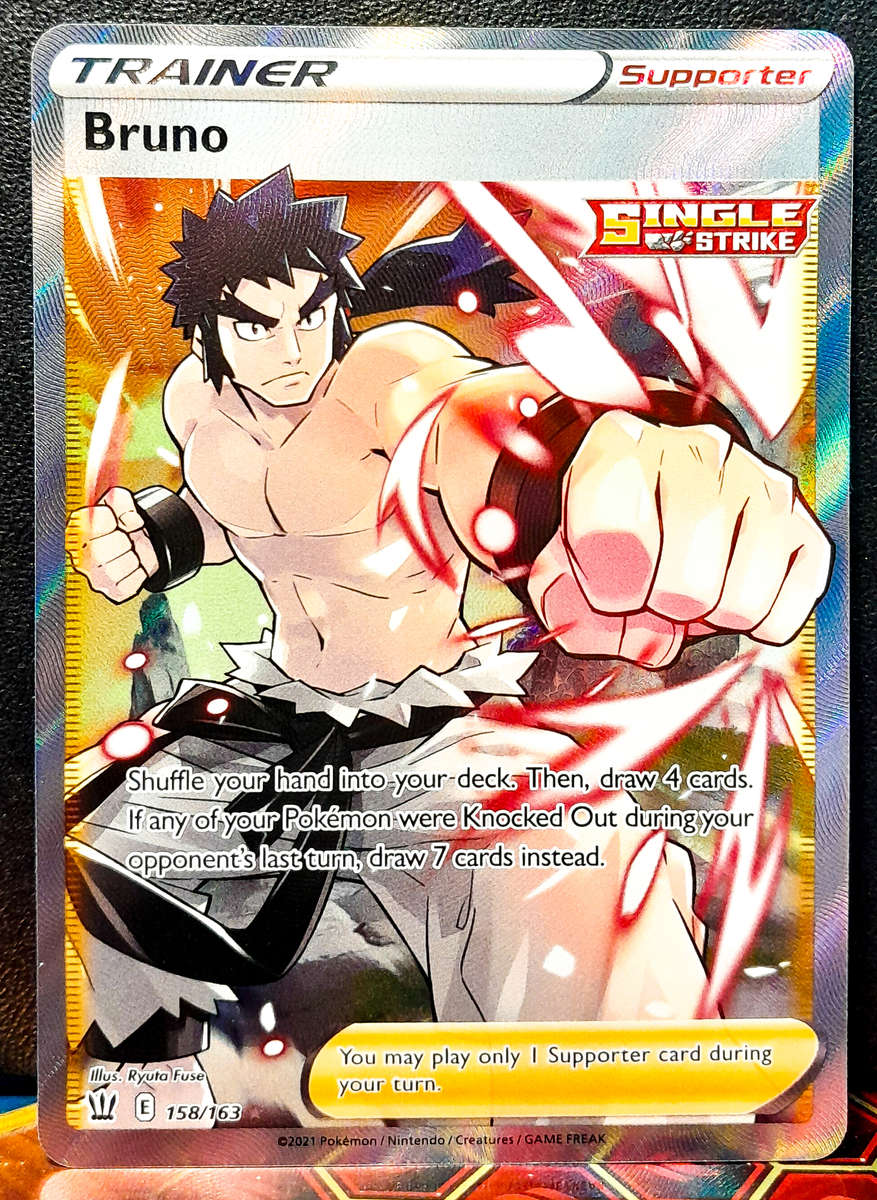 Pokemon Card - Bruno 158/163 - Textured Full Trainer - SWSH Battle Styles