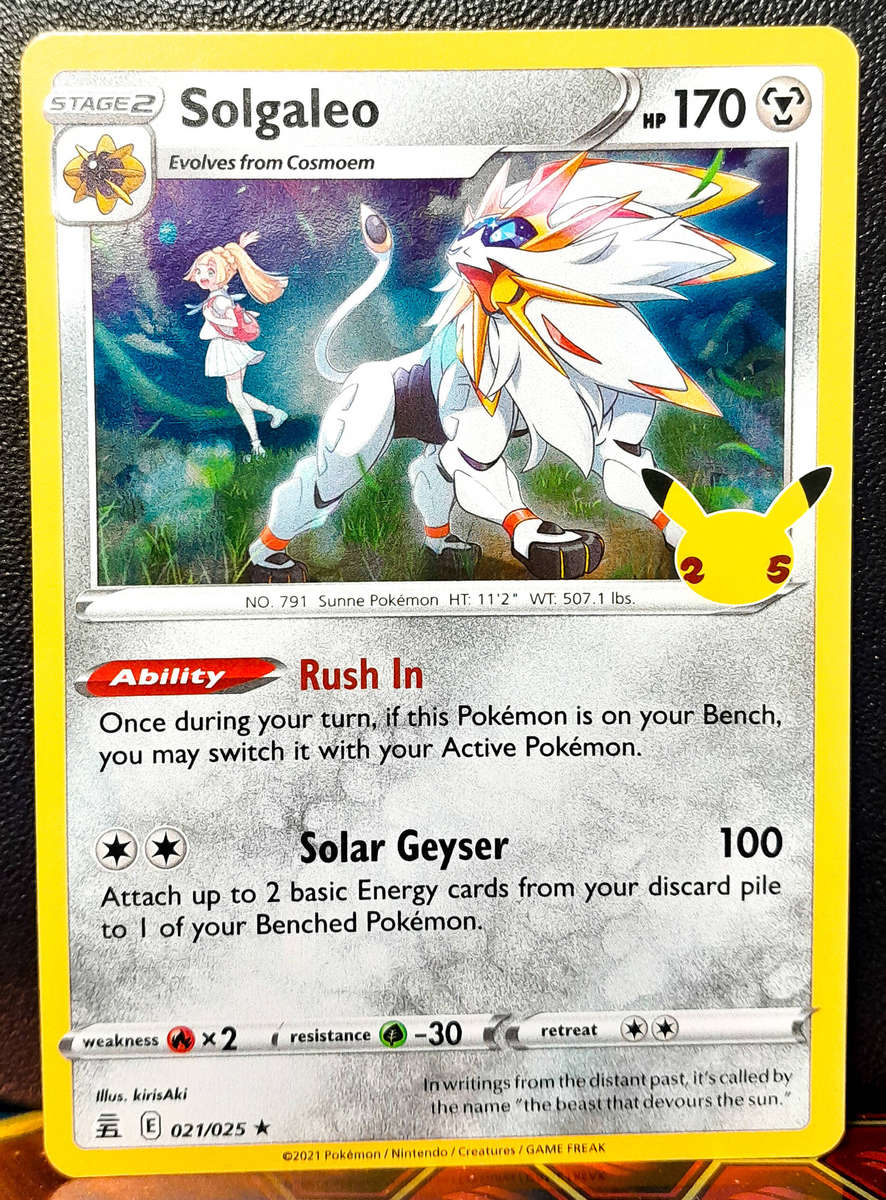 Pokemon Card - Solgaleo 021/025 - Holofoil Rare - Celebrations 25th Anniversary NM