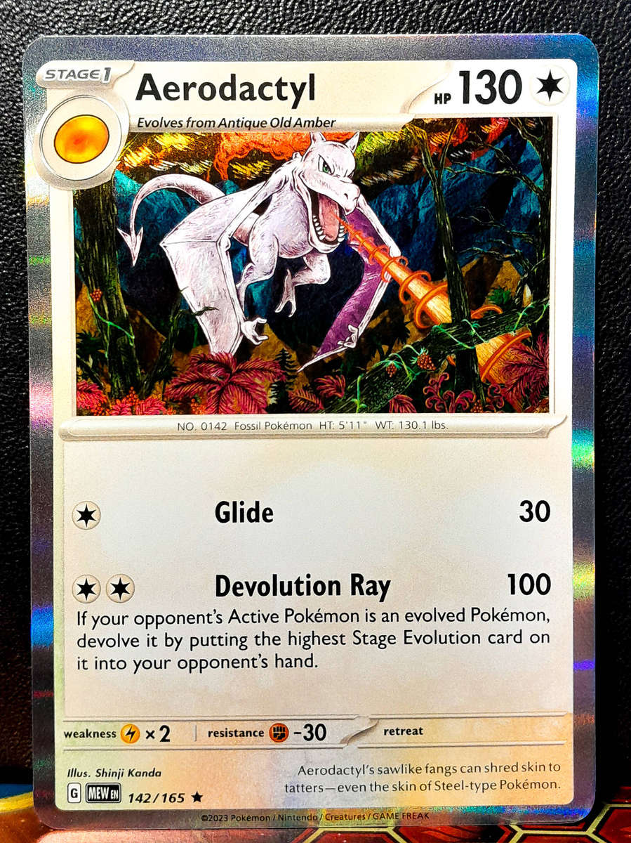 Pokemon Card - Aerodactyl 142/165 - Holofoil Rare - Pokemon 151 - NM