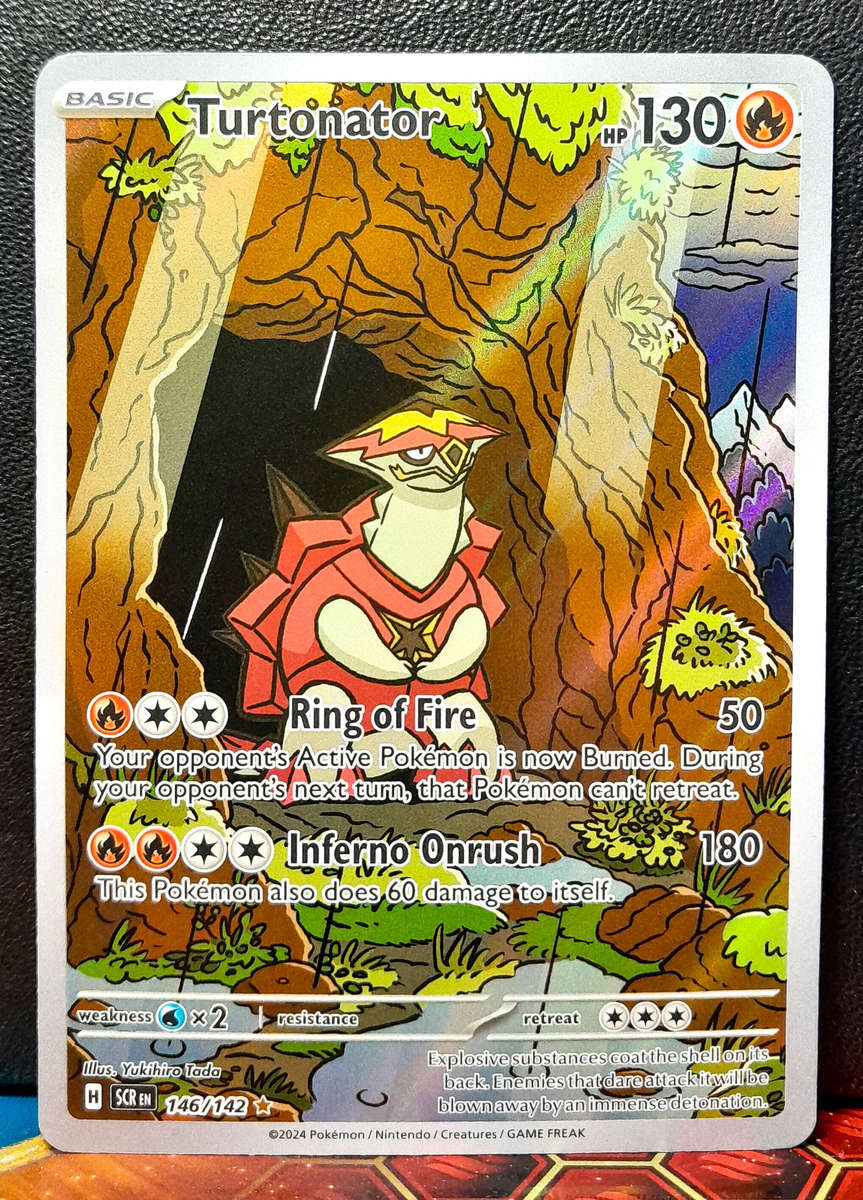Pokemon Card - Turtonator 146/142 - Illustraition Rare FOIL - Stellar Crown - NM
