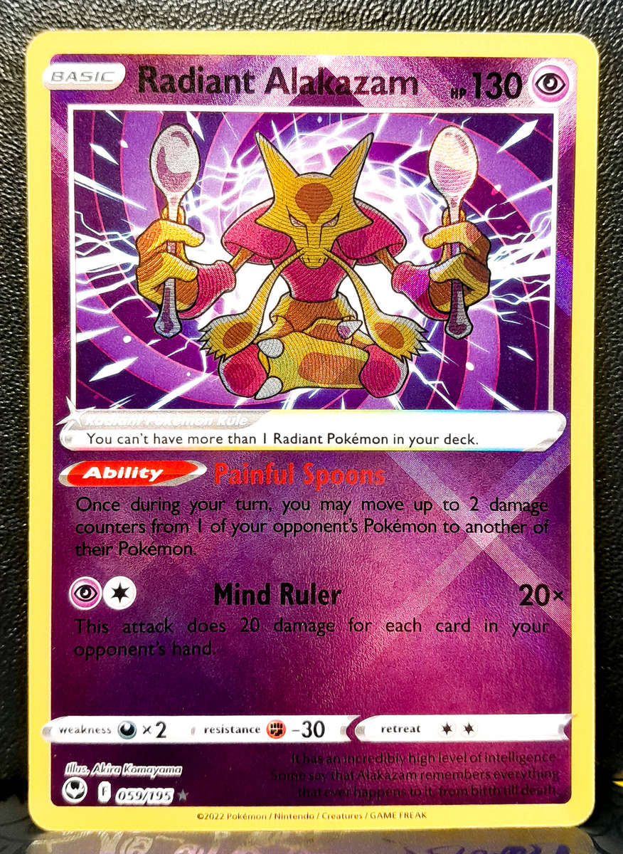 Pokemon Card - Radiant Alakazam 059/195 - Textured Holo Rare - Silver Tempest NM