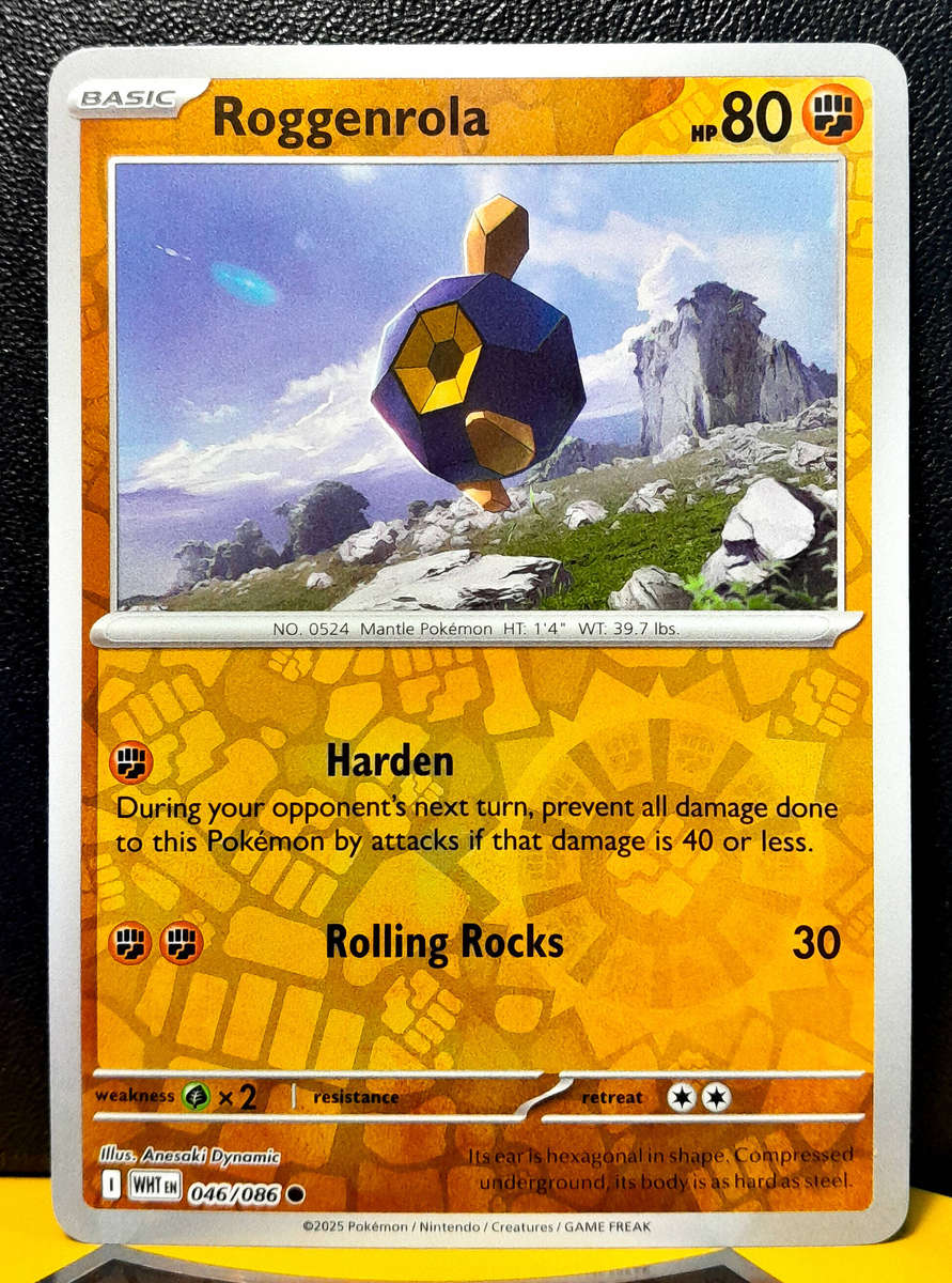 Pokemon Card - Roggenrola 046/086 - Reverse Holofoil - White Flare - NM