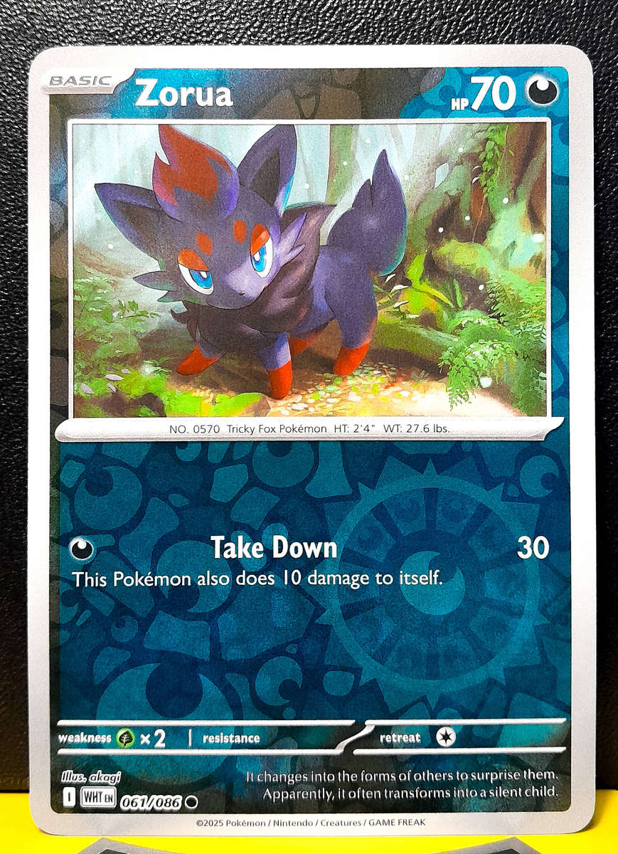 Pokemon Card - Zorua 061/086 - Reverse Holofoil - White Flare - NM