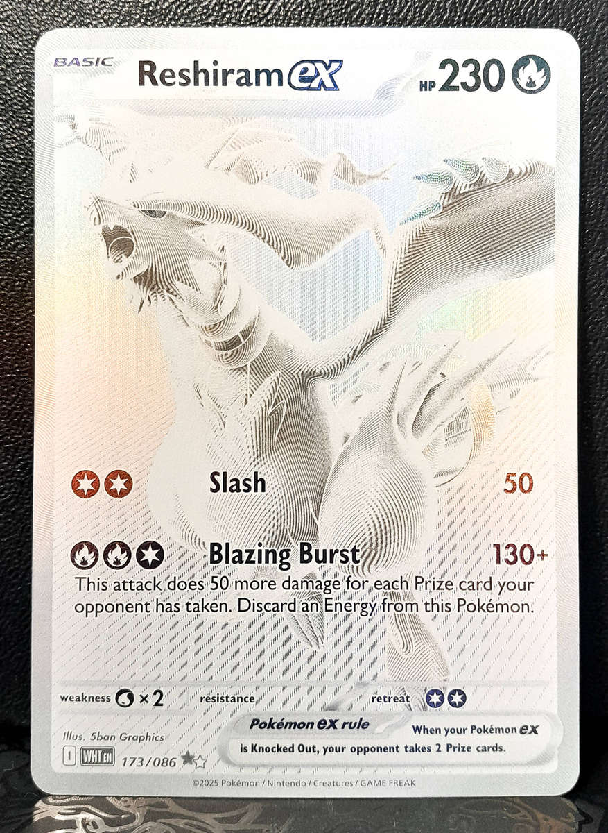 Pokemon Card - Reshiram 173/086 - Black & White Rare - White Flare - NM