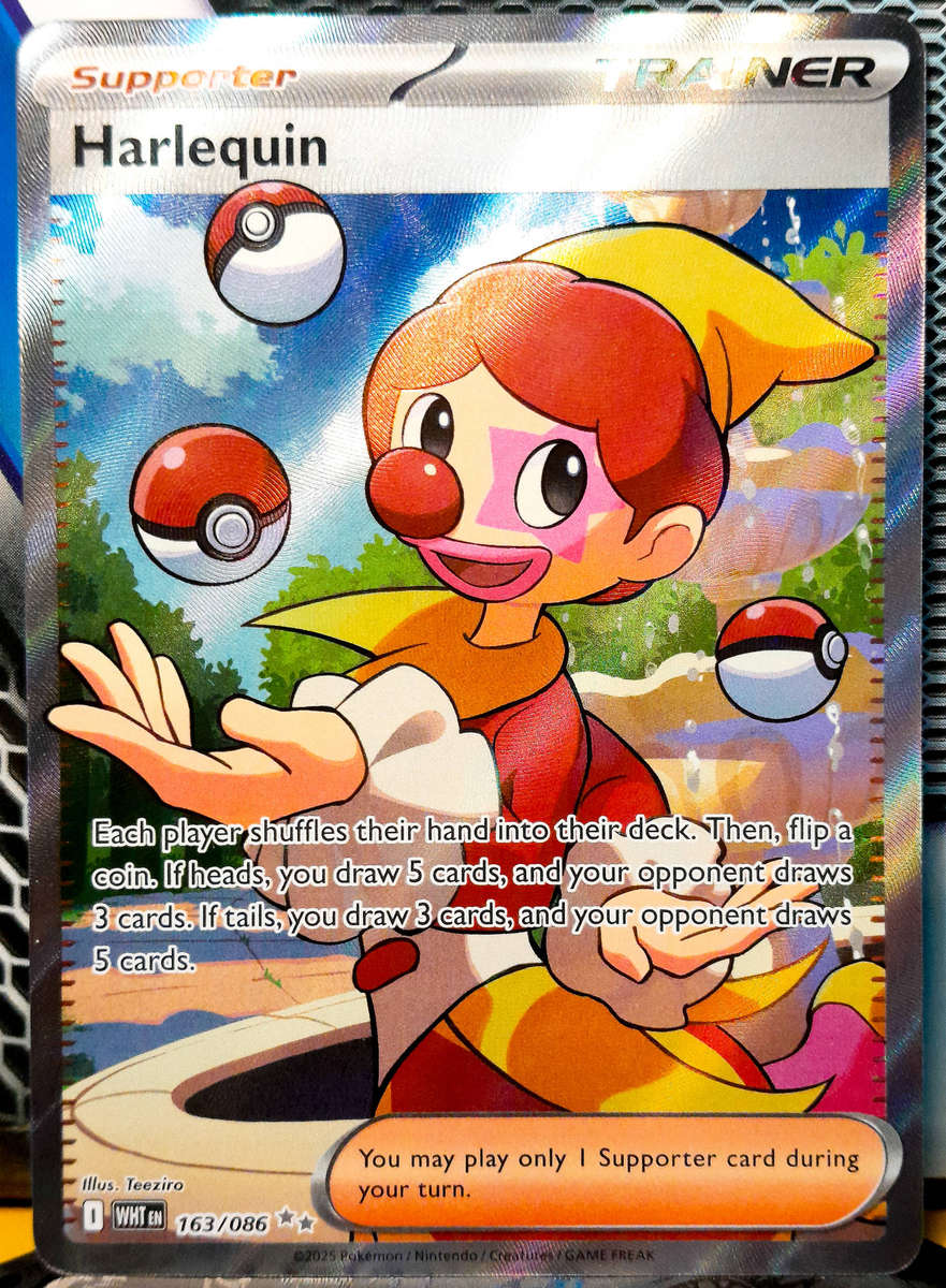 Pokemon Card - Herlequin 163/086 - Full Art Trainer - Holofoil - White Flare - NM