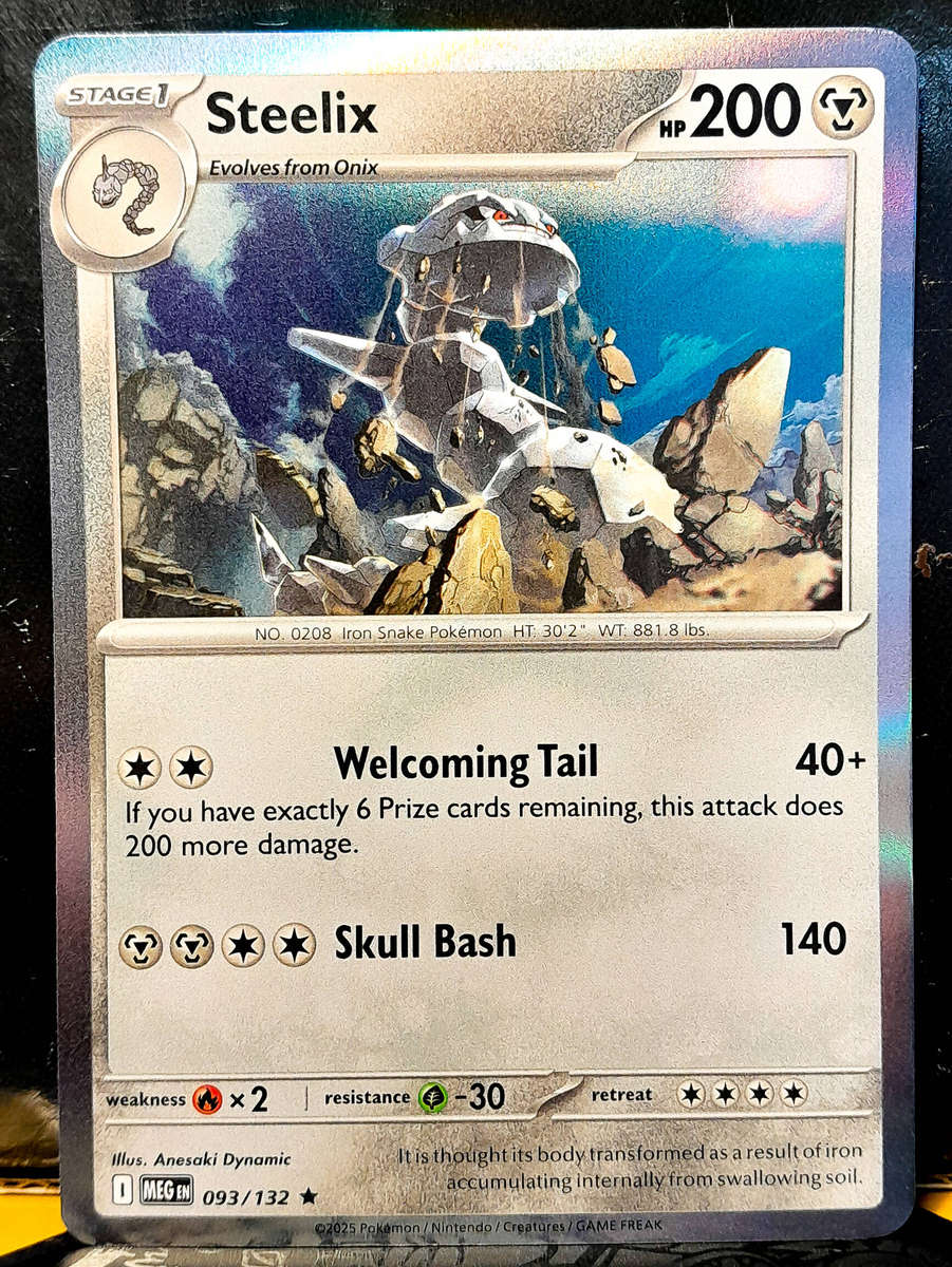 Pokemon Card - Steelix 093/132 - Holo RARE - Mega Evolution - NM